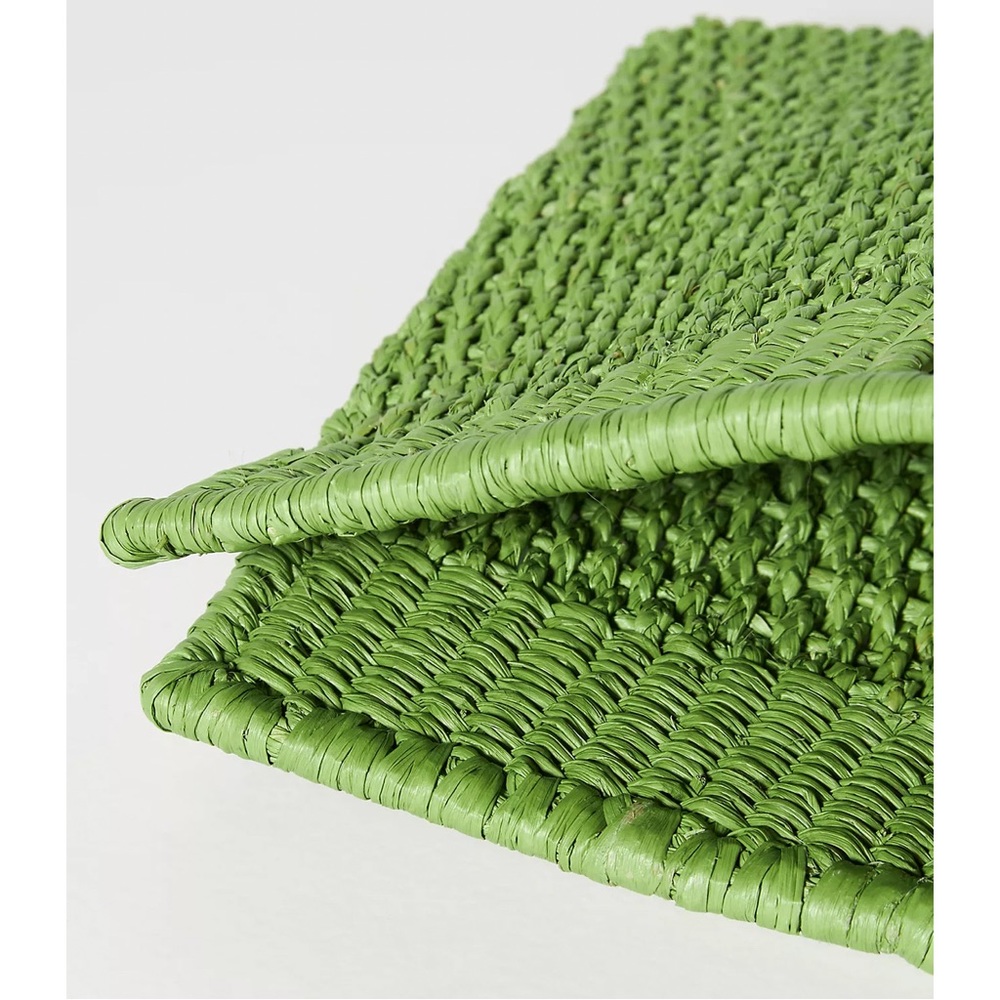 Anthropologie Colorblocked Straw Clutch - Green NWT - Picture 4 of 12